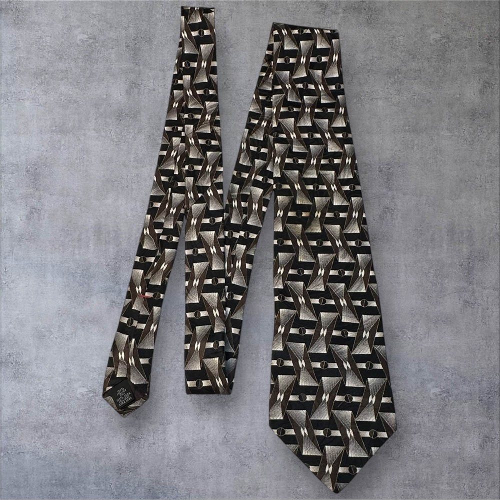 MACHADO George Machado 100% Italian‎ Silk XTRA LONG Geometric Pattern Tie